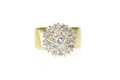 10K Yellow Gold 1.00 Ctw Retro Round Diamond Cluster Ring
