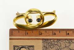 18K Yellow Gold Sapphire Inset Loop Twist Rings of Saturn Pin/Brooch