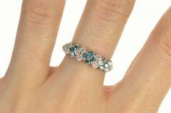 14K White Gold 1.08 Ctw Blue & White Diamond Band Ring