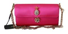 DOLCE & GABBANA  Pink Crystal Studs Evening Long Sling Borse Viscose Bag