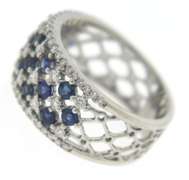 Gorgeous Sapphire & Diamond Open Wide Band