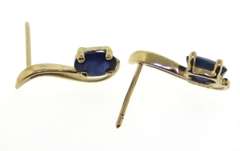 Pretty 14kt YG Oval Cut Sapphire Freeform Earrings