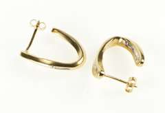 10K Yellow Gold Baguette Diamond Curved Semi Hoop Earrings