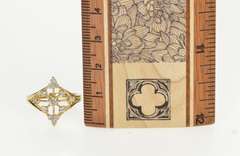 10K Yellow Gold Ornate Diamond Star Squared Cluster Compass Ring