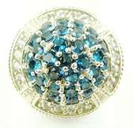 Big Blue Tourmaline & White Topaz Sterling Ring, 11