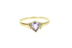 10K Yellow Gold Pear Tanzanite Diamond Accent Engagement Ring