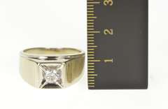 14K White Gold 0.58 Ct Men's Diamond Solitaire Squared Wedding Ring