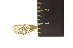 14K Yellow Gold Marquise Diamond Bypass Simple Promise Ring
