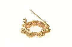 14K Yellow Gold Pearl Inset Flower Daisy Wreath Statement Pin/Brooch