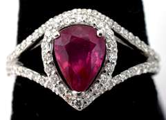 Rare GIA Certified Unheated Ruby & Diamond Platinum Ring