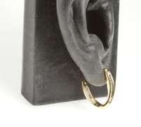 10K Yellow Gold Baguette Diamond Curved Semi Hoop Earrings