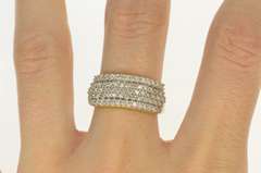 14K Yellow Gold Tiered Diamond Encrusted Pave Statement Band Ring
