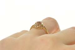 10K Yellow Gold Retro Ruby Loop Knot Cluster Statement Ring