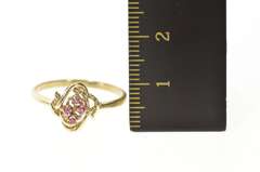 10K Yellow Gold Retro Ruby Loop Knot Cluster Statement Ring