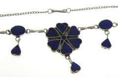 Sterling Silver Lapis Sun Style Necklace