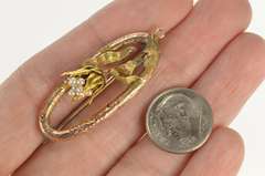 10K Yellow Gold Victorian 3D Pearl Flower Etched Oval Pin/Brooch