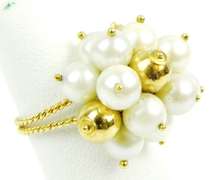 Vintage 18K Gold Pearl Cha-Cha Ring, Size 5.5