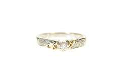 10K White Gold Diamond Inset Two Tone Classic Promise Ring