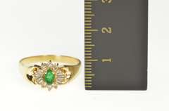 14K Yellow Gold Oval Emerald Diamond Halo Engagement Ring