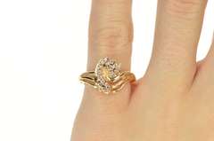 14K Yellow Gold Curved Diamond Cluster Freeform Statement Ring