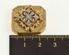 14K Yellow Gold Antique Diamond Scroll Slide Bracelet Charm/Pendant