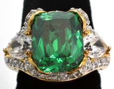 Regal Green & White CZ Ring in Vermeil