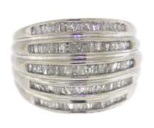 Dazzling White Gold Baguette Diamond Wide Ring