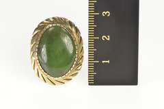 14K Yellow Gold Green Nephrite Jade 1940's Cocktail Statement Ring