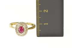 14K Yellow Gold 0.80 Ctw Ruby Diamond Halo Engagement Ring