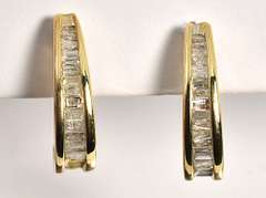 J Hoop Baguette Diamond Earrings