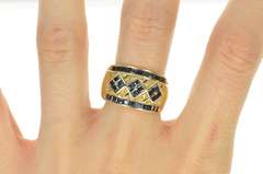 14K Yellow Gold 1.48 Ctw Princess Sapphire Diamond Band Ring