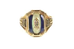 10K Yellow Gold 1943 Iberia High School Ornate Class Ring