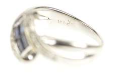 18K White Gold 0.71 Ctw Baguette Sapphire Diamond Bypass Ring