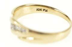 10K Yellow Gold Wavy Diamond Channel Men's Wedding Band Ring