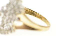 10K Yellow Gold Diamond Encrusted Cluster Statement Ring