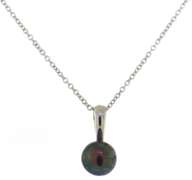Glowing 18kt WG Black Pearl Necklace