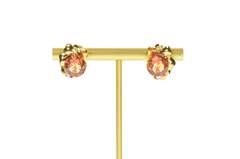 14K Yellow Gold 1960's Retro Sim. Mexican Fire Opal ScrewBack Earrings