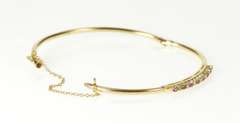 10K Yellow Gold Ruby Diamond Inset Retro Oval Bangle Bracelet