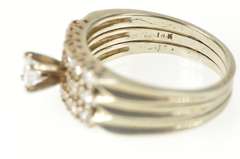 14K White Gold 0.85 Ctw Diamond Engagement Bridal Set Ring