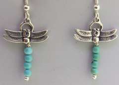 Sterling Silver Dragomfly Turquoise Earrings
