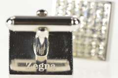Sterling Silver Ermenegildo Zegna Square Cubic Zirconia Cuff Links