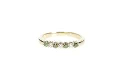 14K White Gold Green & White Diamond Wedding Band Ring