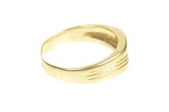 14K Yellow Gold Classic Men's Diamond Grooved Wedding Band Ring