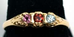 Sweet Garnet, Tourmaline & Topaz Ring in 14KT Yellow Gold