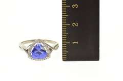 14K White Gold Trillion Iolite Diamond Halo Engagement Ring