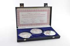 1985 Birds Of The Caribbean Silver Proof 3-Coin Collection Box & COA