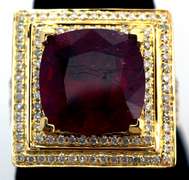 14K Yellow Gold Ruby & Diamond Ring