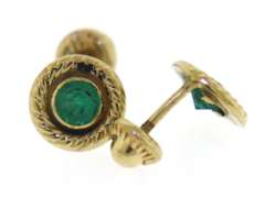 Pretty 18kt Emerald Rope Bezel Earrings