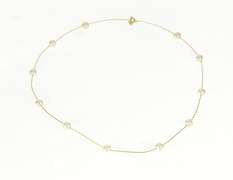 14K Yellow Gold 5.6mm Pearl Beaded Wire Link Chain Necklace