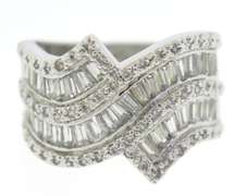 Sterling Silver Baguette And Round Ring